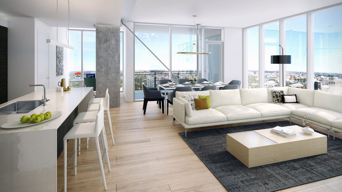 •	Spacious downtown Austin apartment with hardwood floors